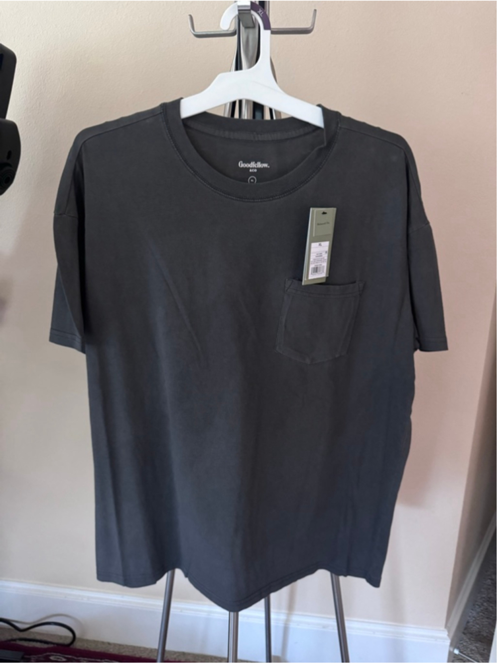 Goodfellow & Co Black Relaxed Fit Short Sleeve Tee Cotton XL